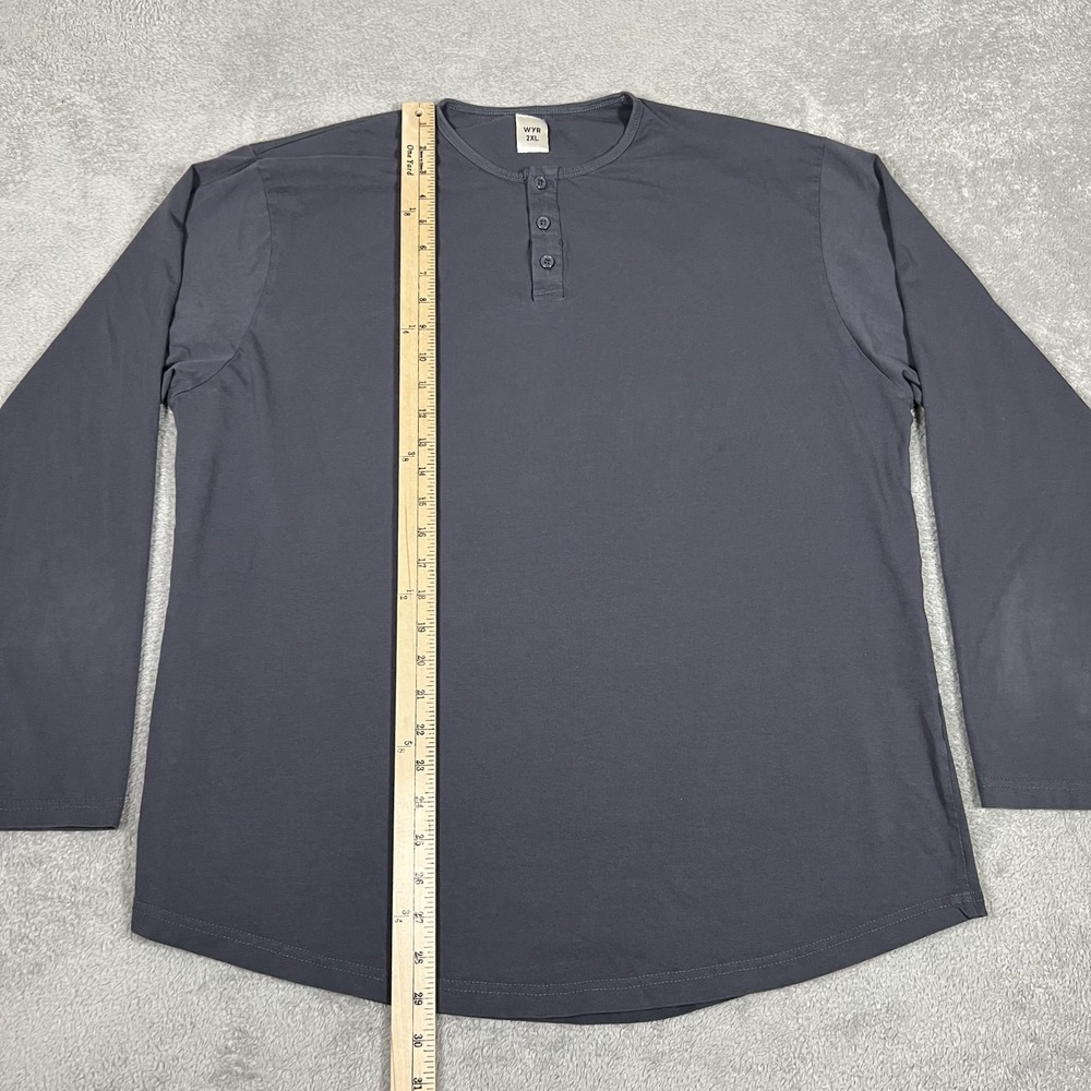 WYR Shirt Mens 2XL Gray Henley Long Sleeve Tee Casual - Picture 7 of 11